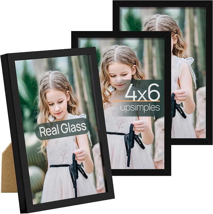 upsimples 4x6 Picture Frame Set of 3, Made of High Definition Glass by upsimples