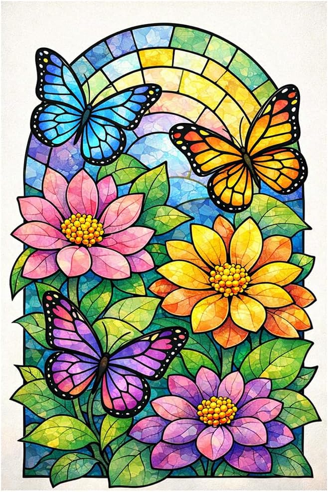Quelvyn Stained Glass Butterfly Paint by Numbers Kit by Unknown