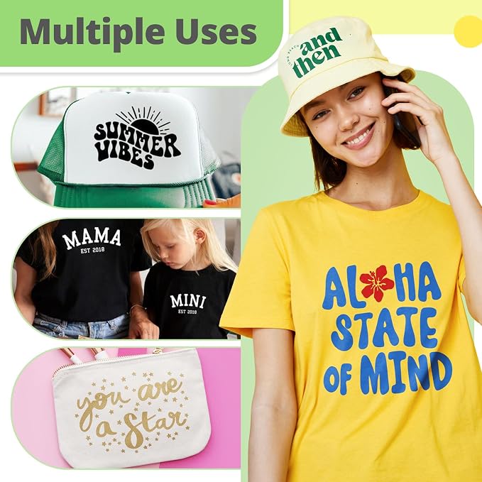 HTVRONT Yellow HTV Vinyl Roll, Heat Transfer Vinyl - Image 2