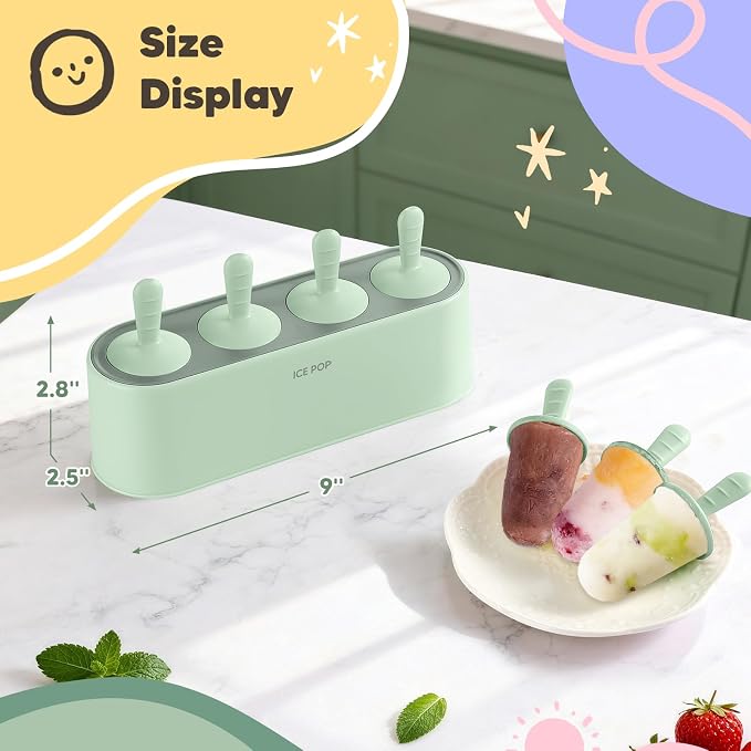 Popsicle Mold Set 4 Pieces Homemade Silicone Popsicle Maker Easy Release Ice - Image 5