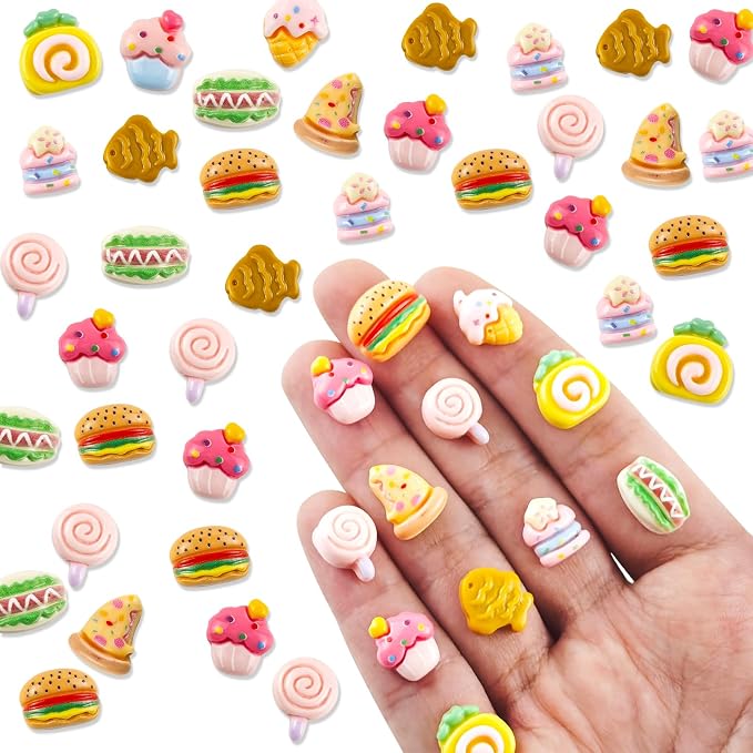 100 Pieces Tiny Food for Dollhouse Miniatures Resin Things for Crafts Mini Food by HOMICO
