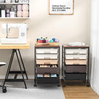 SYKIARIOL Utility Cart with 5 Drawers, Storage Drawer Cart with Wooden Tabletop - Image 8