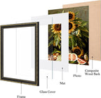 eletecpro 11x14 Vintage Picture Frame, Glass Cover, Horizontal or Vertical - Image 2
