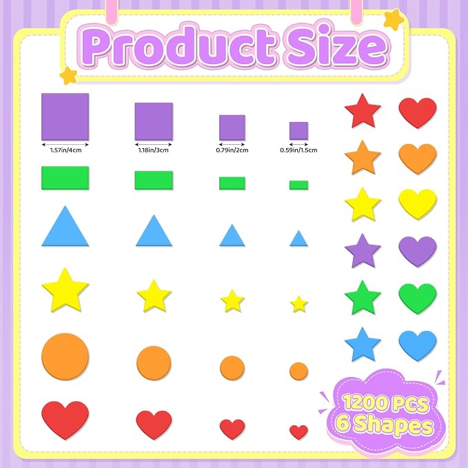 1200Pcs Foam Stickers Foam Shape Stickers - Image 2