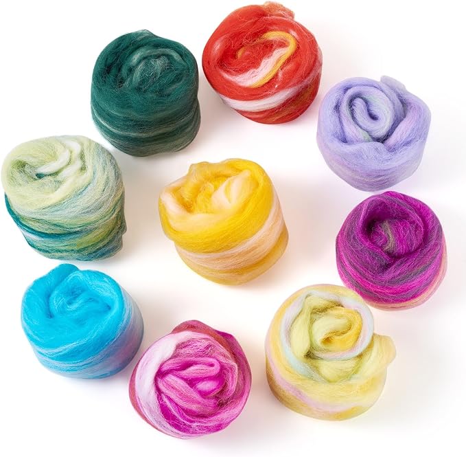 9 Colors 45G Mixed Color Fibre Wool Yarn Roving by BoutigemJewelry