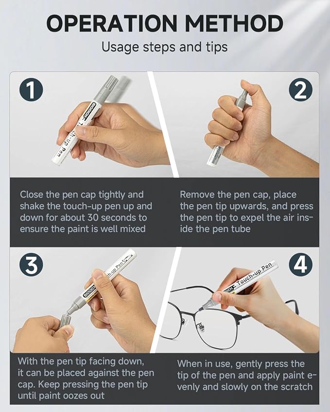 Matte Gunmetal Eyeglass Frame Touch Up Paint Pen, All-in-One Touch Up Kit - Image 5