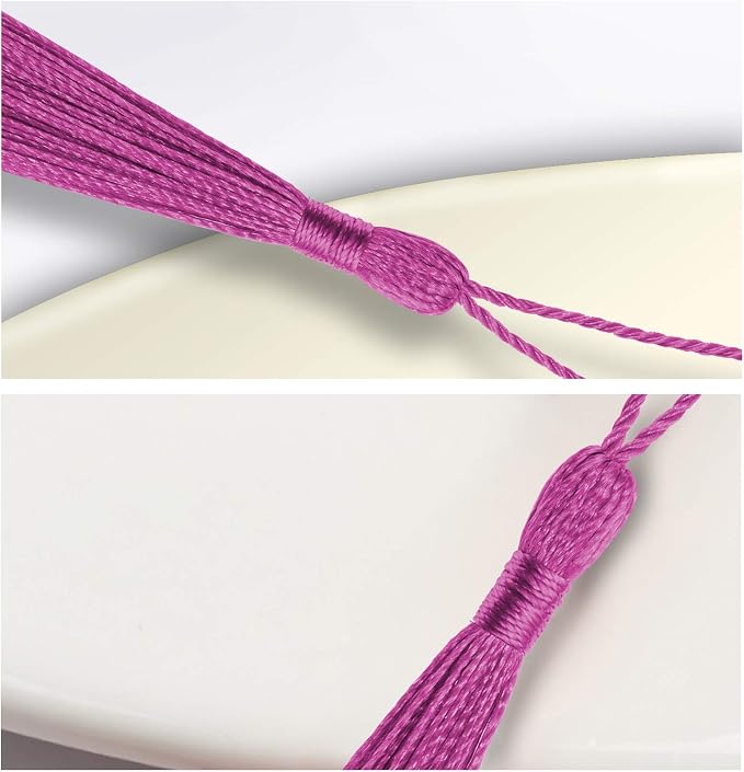 VAPKER 100 Pieces Dark Pink Tassels 13cm/5-Inch Silky Handmade Soft Tassels - Image 3