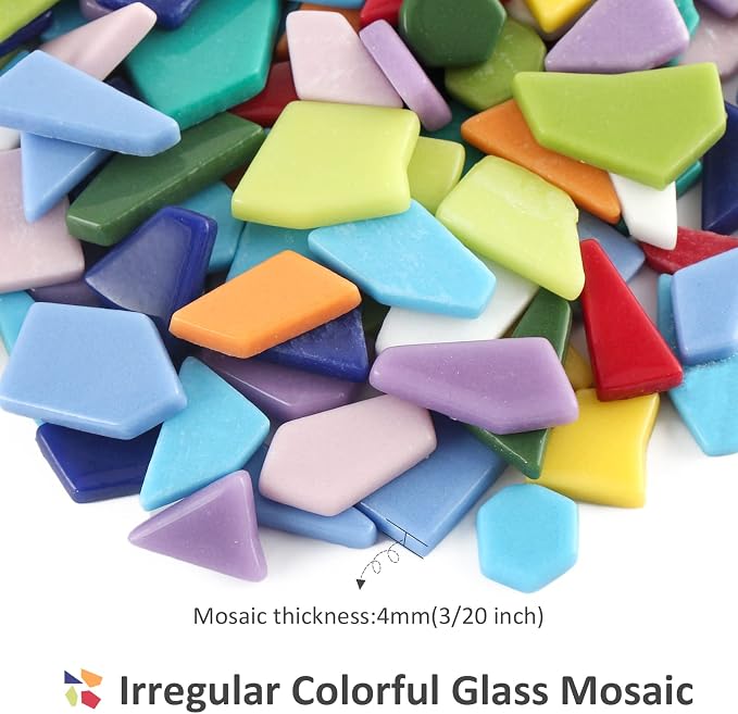 Youway Style Mosaic Tiles for Crafts Bulk, 200g Broken Mosaic Glass Pieces for - Image 4