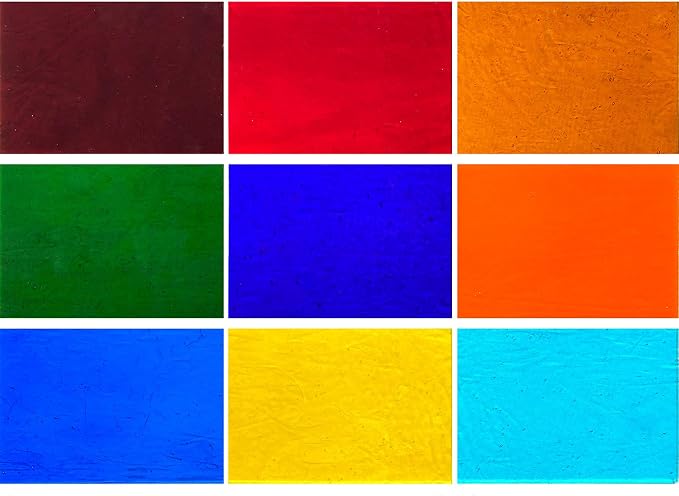 9 Pack Transparent Stained Glass Sheets, 4 x 6 inch Cathedral Glass Colored - Image 2