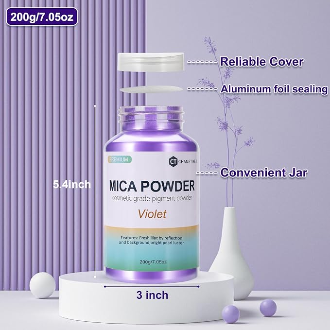 Mica Powder, 7.05OZ（200g）, Violet Mica Powder Pigment - Image 3