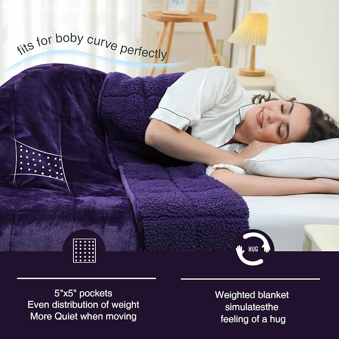 Aemicion Weighted Blanket for Adults, Fluffy Soft Sherpa Heavy Weighted Blanket - Image 3