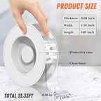 Wotec Extra Large Double Sided Tape Heavy Duty Removable 1.18 Inch x 160 Inch - Image 2