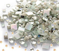 Lanyani 430Pcs Iridescent White Glass Mosaic Tiles Variety Styles Mosaic Tiles by LanyaniArtGlassMosaics