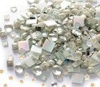 Lanyani 430Pcs Iridescent White Glass Mosaic Tiles Variety Styles Mosaic Tiles by LanyaniArtGlassMosaics