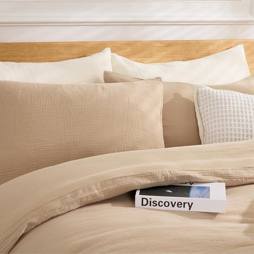 100% Sandwashed Cotton Duvet Cover King, Soft King Size Duvet Cover Set 3 Pieces - Image 2