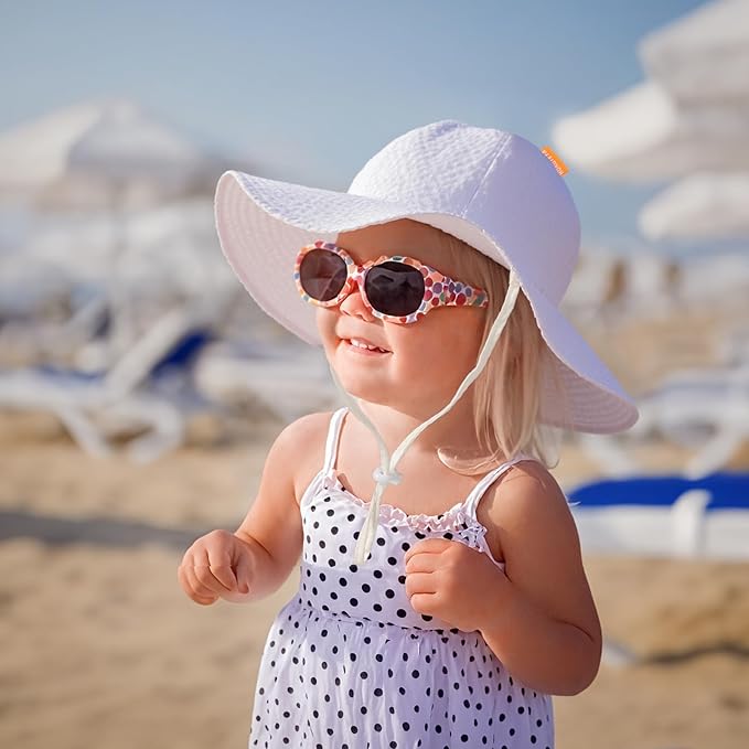 HONGTEYA Baby Sun Hat Toddler Girl Beach Hat Adjustable Outdoor Summer Hat UPF 50+ Sun Protection Wide Brim Infant Kids