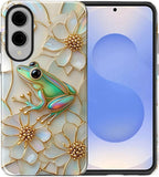 for Samsung Galaxy S25 Edge Case, Stained Glass Frog Flowers Pattern Glossy 2 - Image 2
