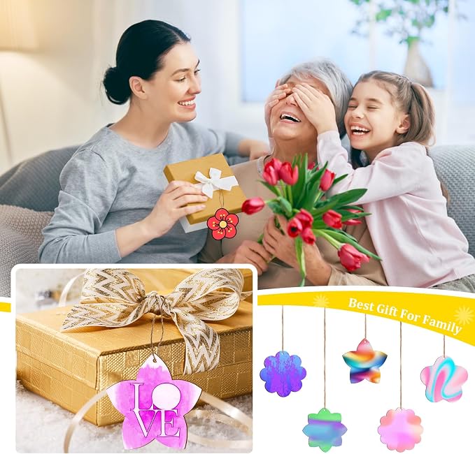 Flower 30pc 5Types Unfinished Wooden Gift Ornaments DIY Craft Birthday Present - Image 3