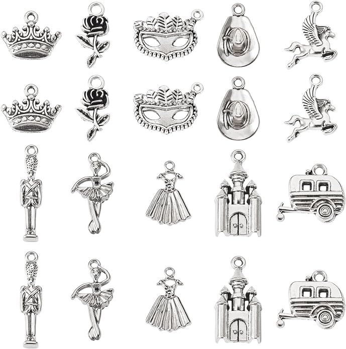 Craftdady Tibetan Style Antique Silver Alloy Pendants Cute Metal Dangle Charms - Image 8