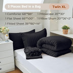 MUXHOMO 5 Pieces Twin XL Comforter Set, Seersucker Bed in a Bag Twin XL Size - Image 4