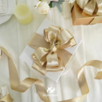 HUIHUANG Champagne Satin Wired Ribbon 2.5 inch Champagne Gold Wire Edge Ribbon - Image 3