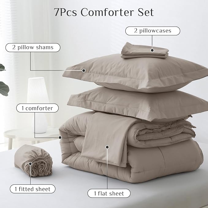 JOLLYVOGUE Queen Comforter Set, Ultra-Soft Bed in a Bag Queen Size 7 Pieces - Image 5