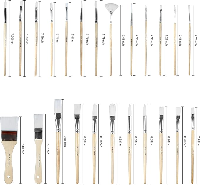Paint Brushes Set of 24 Pieces Wooden Handles Brushes - Image 2