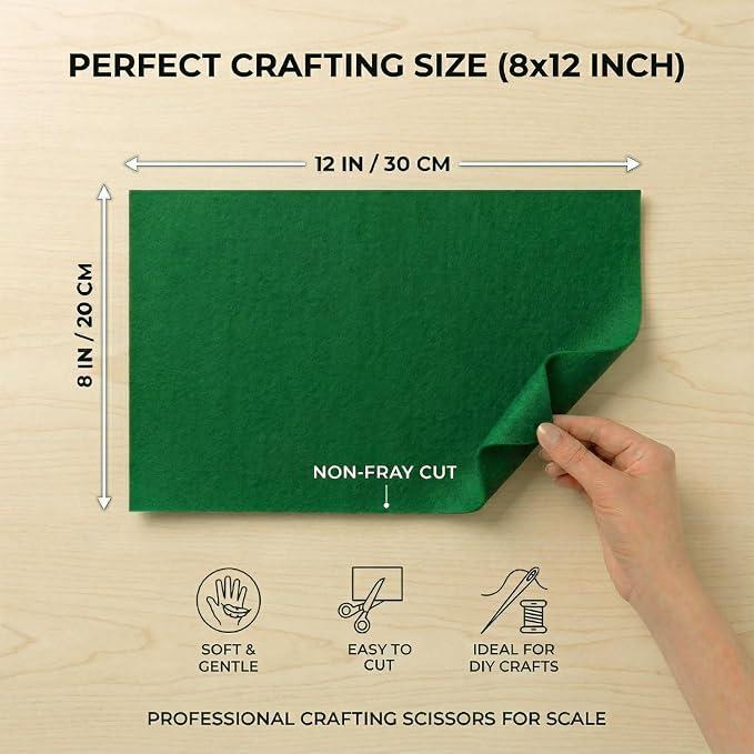 Soft Emerald Green Felt Fabric Sheets - Image 2