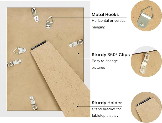 6x8 Picture Frame with Wavy Mat, Wooden Real Glass 6 x 8 Photo Frame - Image 3