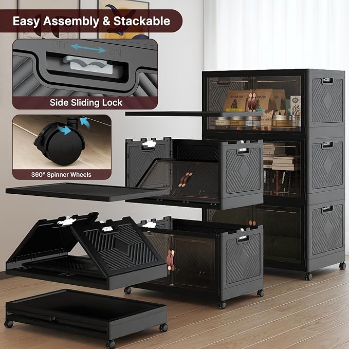 UAMFURI Stackable Storage Bins, 1050QT Collapsible Drawers - Image 4