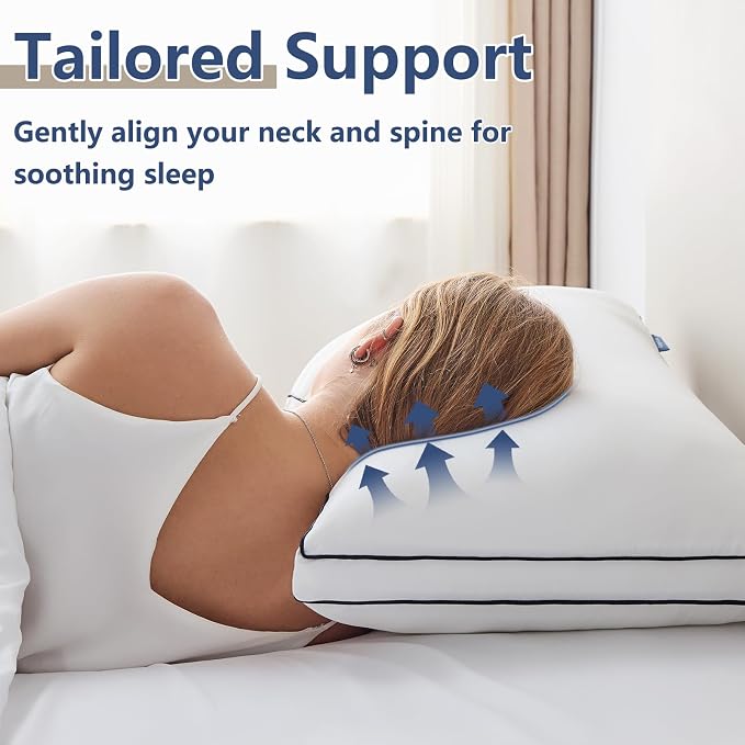 CozyLux Pillows Queen Size Set of 4, Soft and Supportive 3D Down Alternative - Image 4