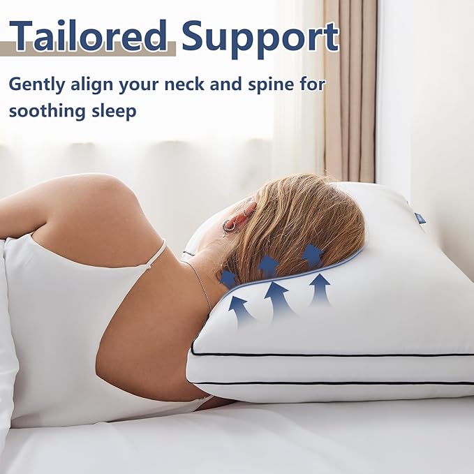 CozyLux Pillows Standard Size Set of 2, Soft Supportive 3D Down Alternative Bed - Image 3