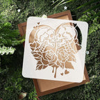 1 Piece Skeleton Lover Rose Craft Art Stencil, 11.8"x11.8" Skull Couple Plastic - Image 4