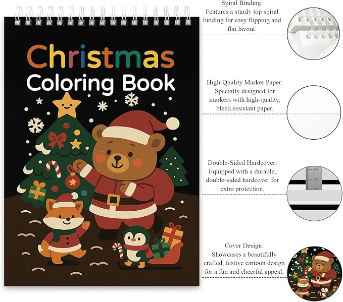 Fuxi Christmas Coloring Books for Ages 8-12, 60 Sheets Blank Sketchbook + 50 - Image 2