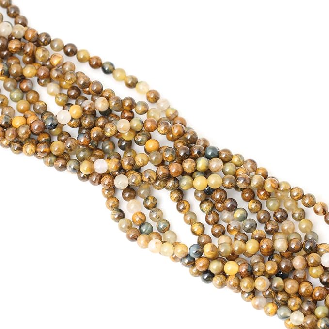 60PCS 6mm Natural Golden Pietersite Gemstone Round Loose Beads Stone Beads - Image 4