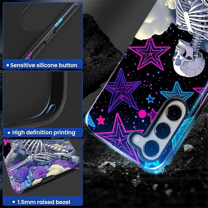 for Samsung Galaxy S23 Case, Skull Star Collage Pattern Glossy 2 in 1 - Image 4
