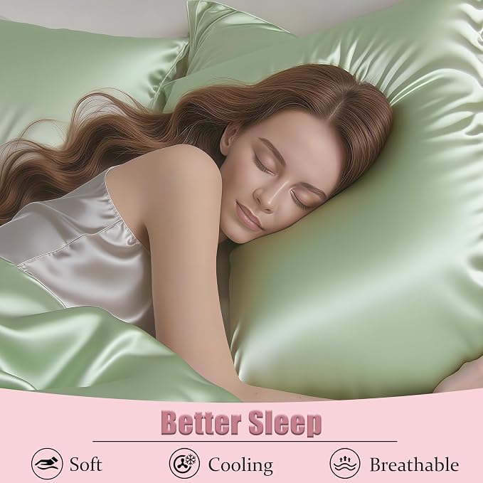 Mulberry Silk Pillow Cases Queen Size Set of 2, Ultra Smooth Soft Breathable - Image 4