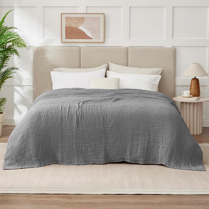 100% Cotton Muslin Blanket California King 120" x 90", 6 Layers Breathable and - Image 7