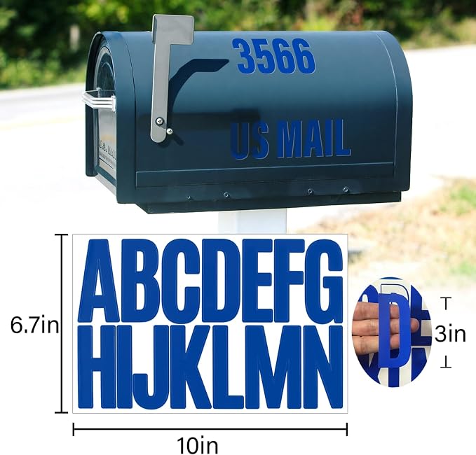 Letter Stickers, Mailbox Numbers, 3 Inch Waterproof Vinyl Alphabet | 3 Inch Blue - Image 2