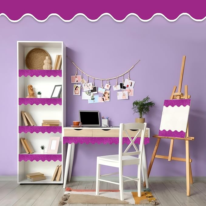 70Ft Shine Pink Bulletin Board Borders，Scalloped Poster Boards Decorations Trim - Image 5