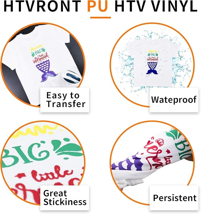 HTVRONT White HTV Heat Transfer Vinyl Bundle: 24 Pack 12"x12" Iron on Vinyl | - Image 4