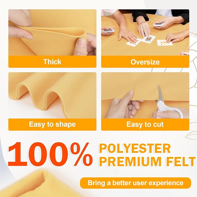 XSEINO Sand Yellow Large Felt Fabric 36" X 36 ", 1.4 mm Thick Soft Felt Fabric - Image 4