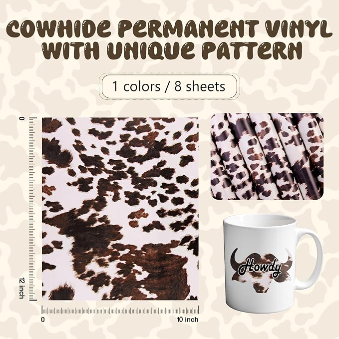 Tintnut Cow Print Permanent Vinyl 8 Sheets 12x10in Permanent Adhesive Vinyl | - Image 2