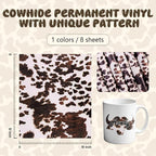 Tintnut Cow Print Permanent Vinyl 8 Sheets 12x10in Permanent Adhesive Vinyl | - Image 2
