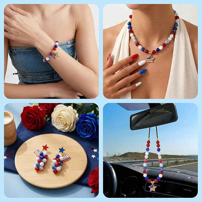 DUQGUHO Red White and Blue Glass Beads - Image 7