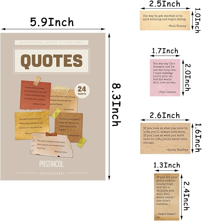 Prstincol 24 Sheets Vintage Motivational Quote Stickers Pad wtih Tweezer - Image 7