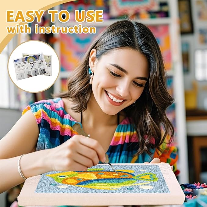 Doodlream Colorful Fish DIY Punch Needle Embroidery Kit - Image 3