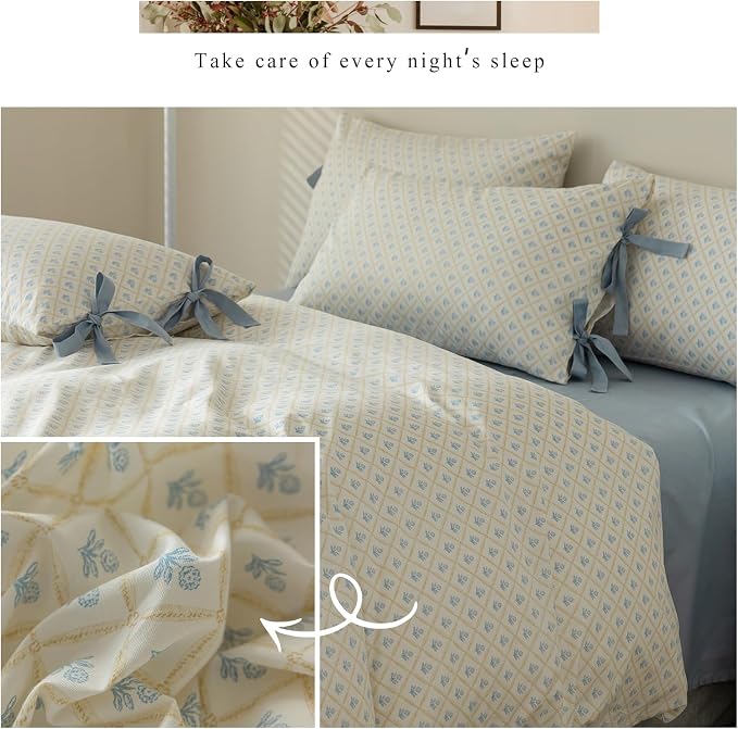 mixinni Blue Floral Duvet Cover Set Twin XL - Image 6