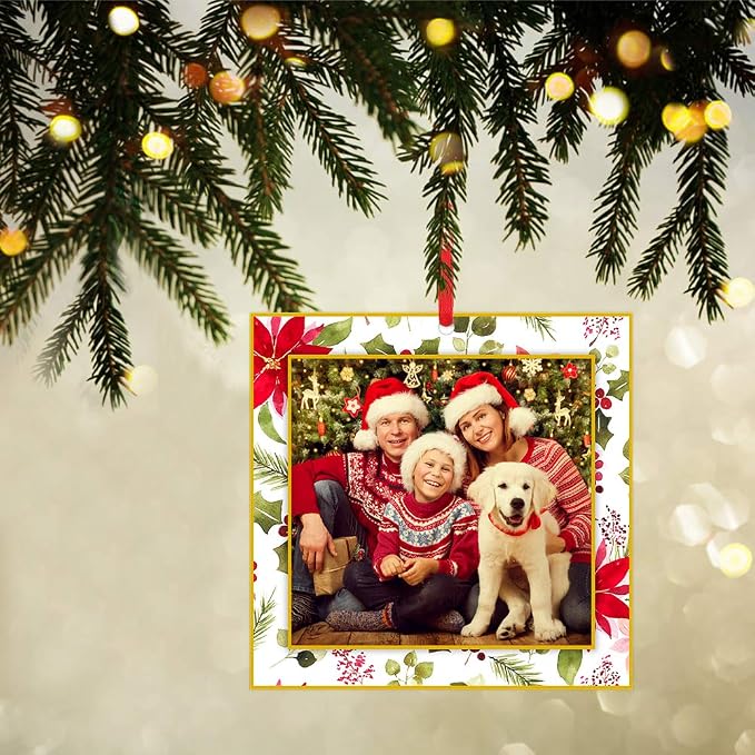 WaaHome Picture Frame Christmas Ornaments 2026-3'' Floral Photo Frame Christmas - Image 3