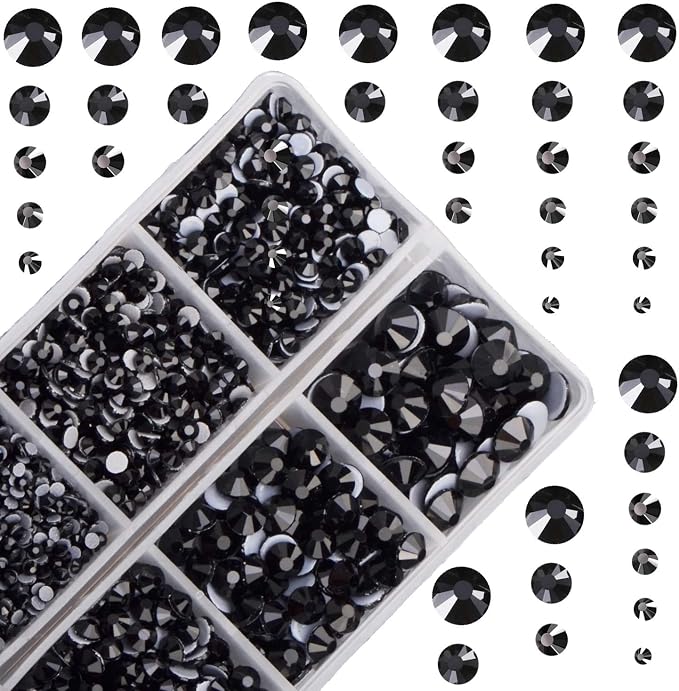 4000pcs Mixed Size Hot Fix Round Crystals Gems Glass Stones Hotfix Flat Back by MASSIVE+BEADS
